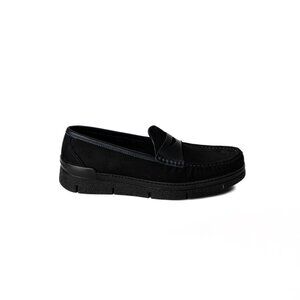 New 100% Italian Made Men Suede Loafers, Midnight, Black
